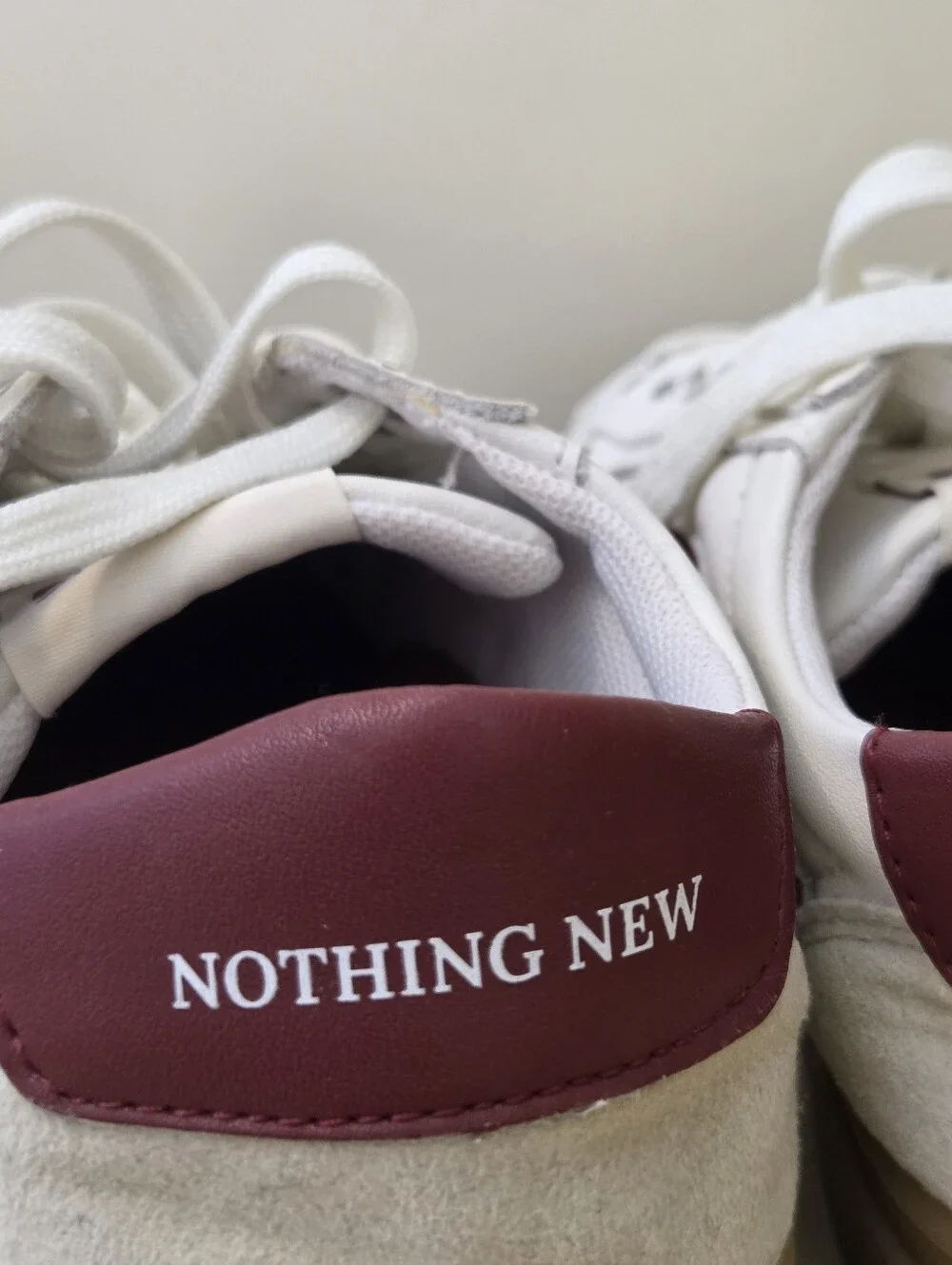 Women's White Casual Sneakers with Maroon Accent